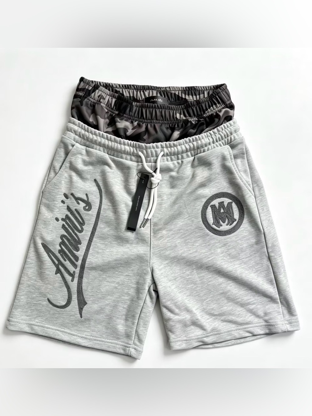 AMIRI Light Gray Logo Athletic Drawstring Shorts